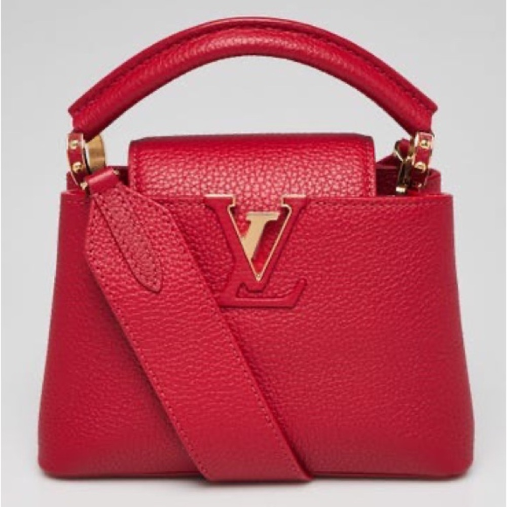 LOUIS VUITTON Scarlet Red Taurillon Leather Capucines Mini Bag